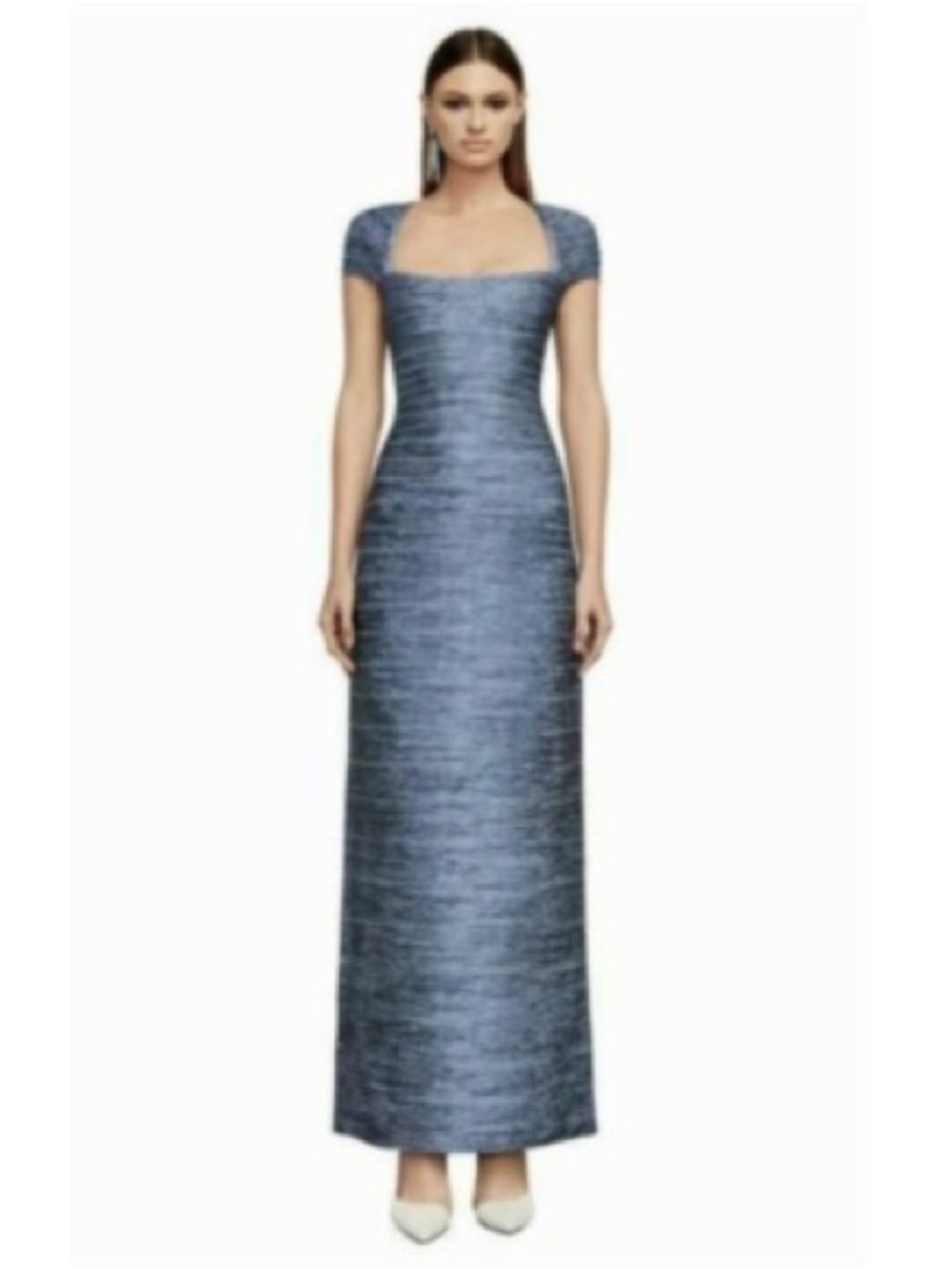 Herve Leger Navy and light blue Marled Maxi Dress with Scoop Back